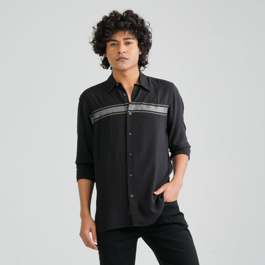 Men Black Viscose Casual Shirt