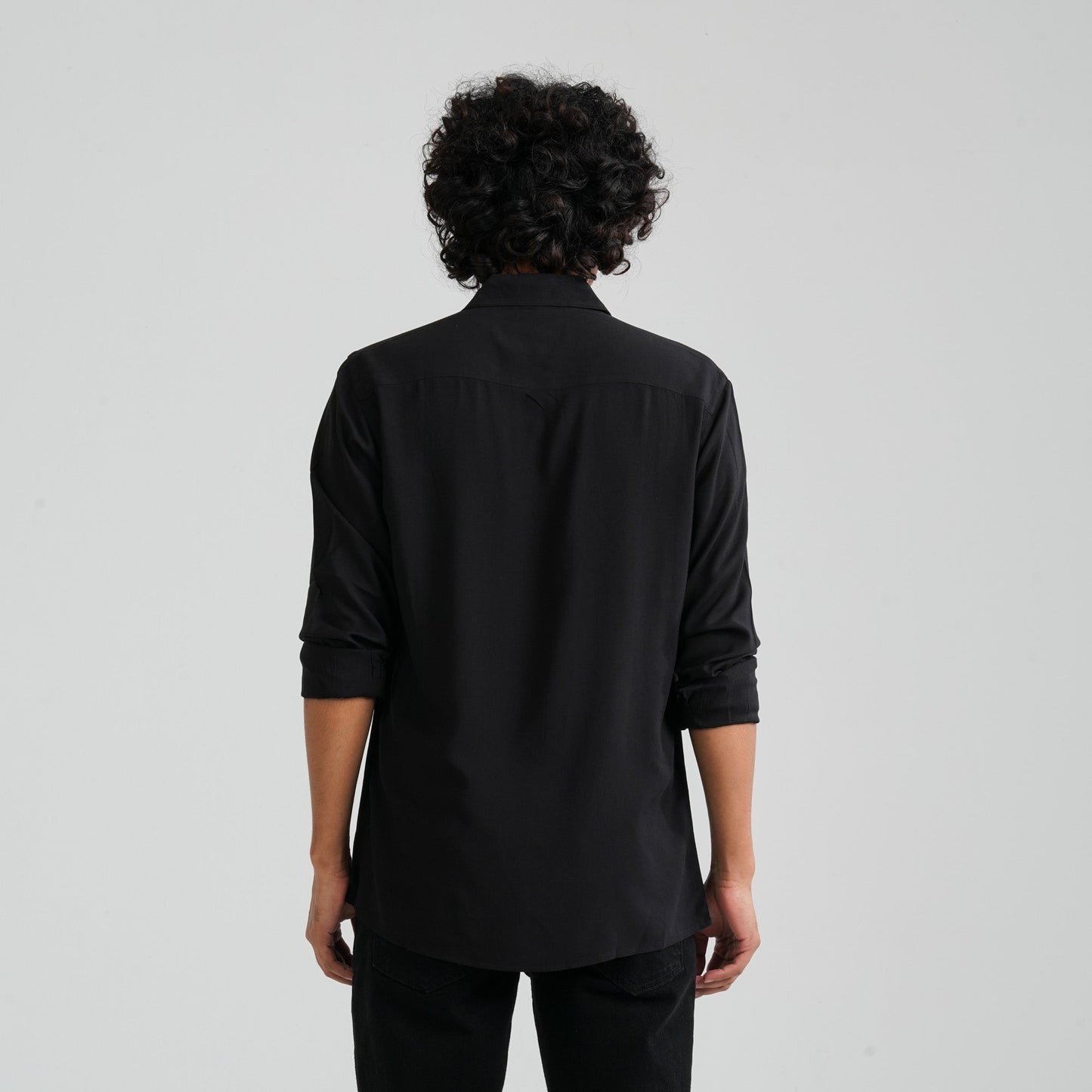 Men Black Viscose Casual Shirt