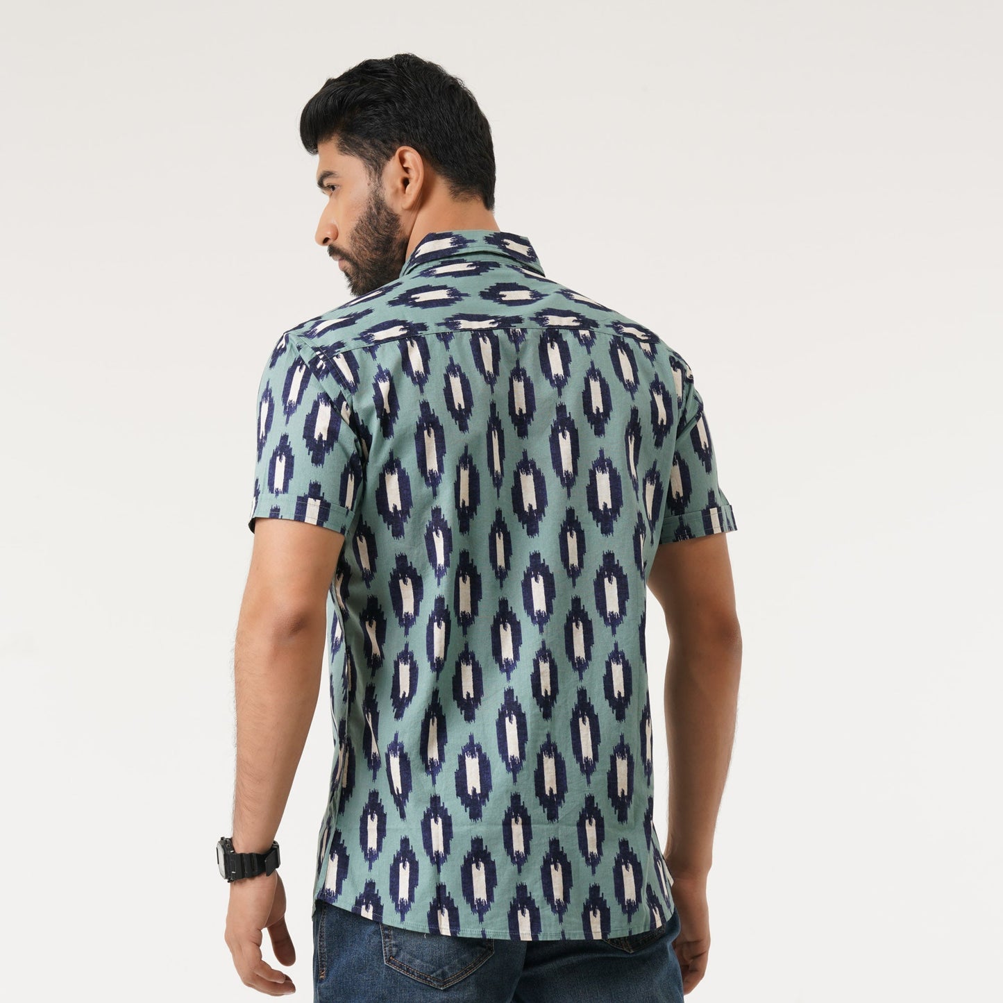 Mens S/S Green AOP Shirt