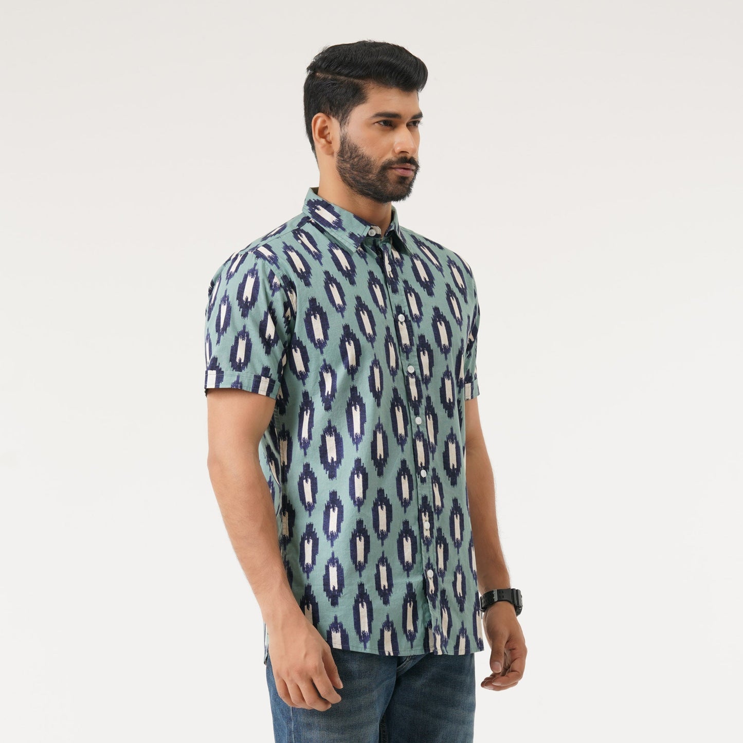 Mens S/S Green AOP Shirt