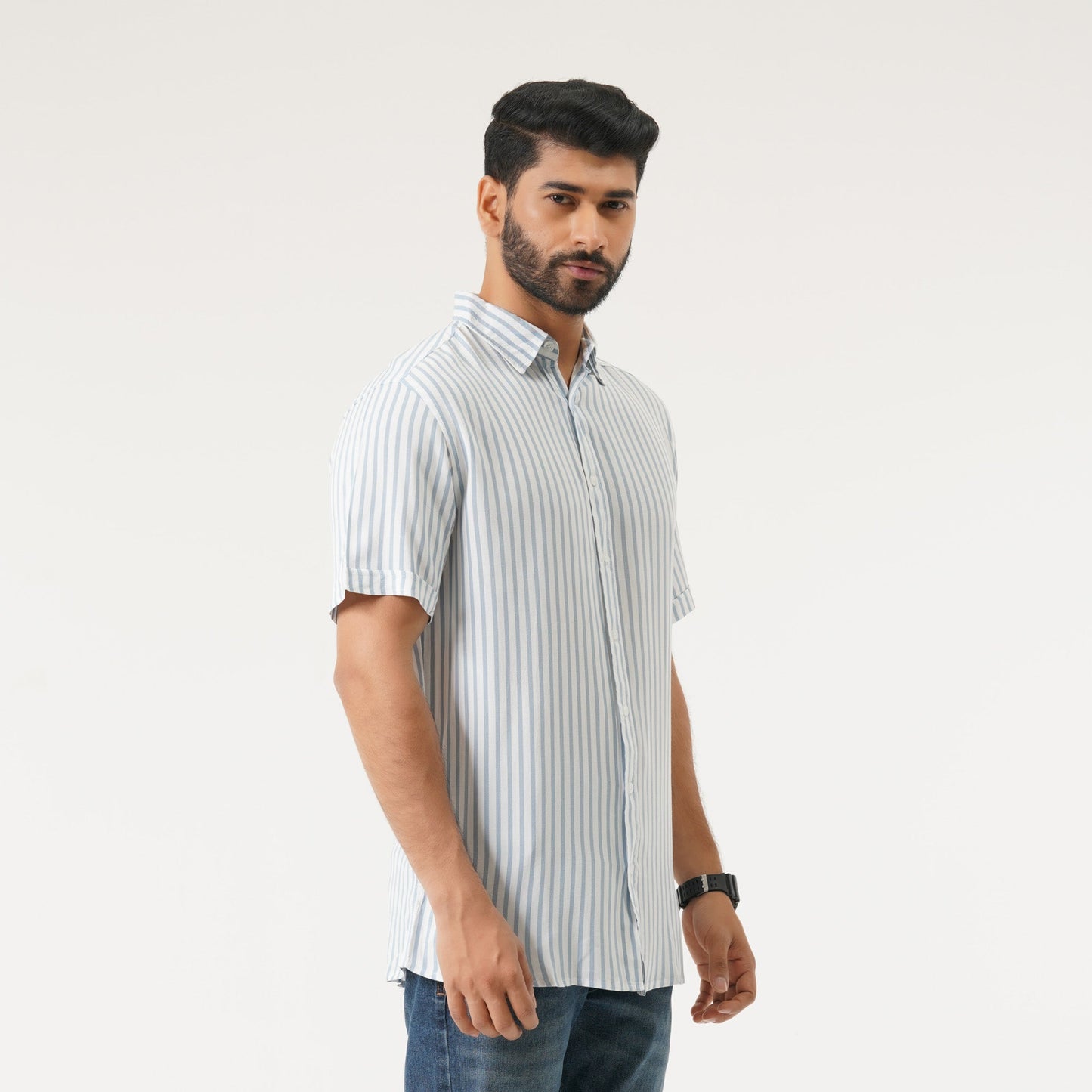 Mens Blue & White Stripe Shirt