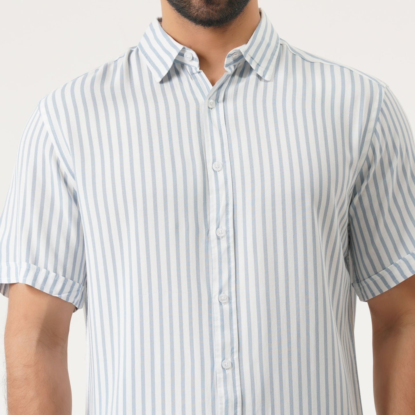 Mens Blue & White Stripe Shirt