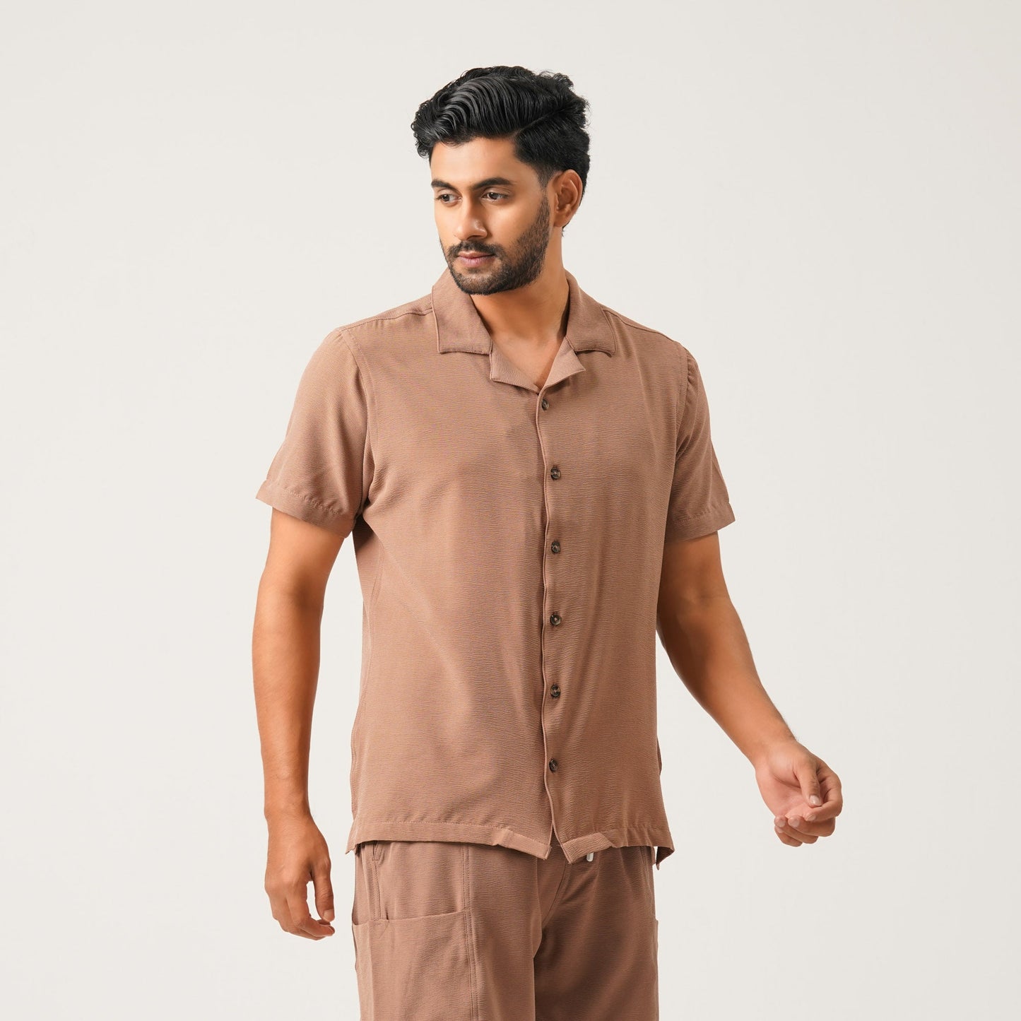 Mens Brown S/S Shirt