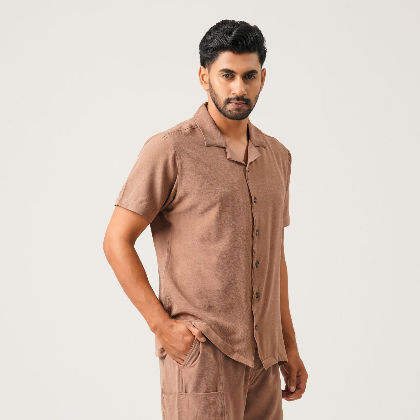 Mens Brown S/S Shirt
