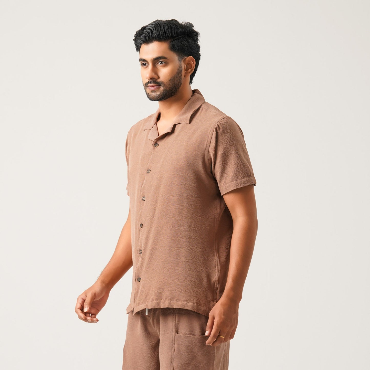 Mens Brown S/S Shirt