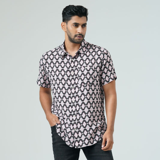 Mens Black Printed Shirt