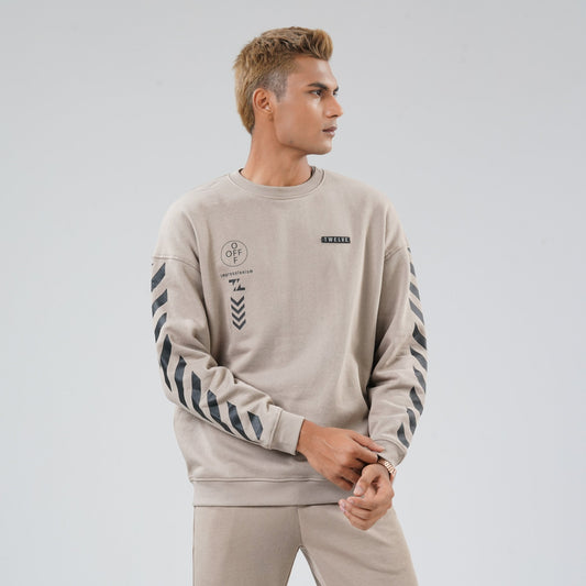 Mens Dark Beige Sweat Shirt