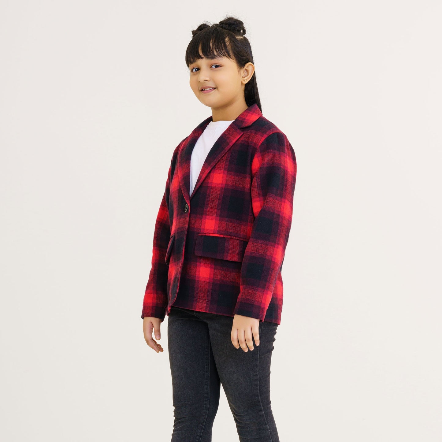 Girls Red Checked Trench Coat