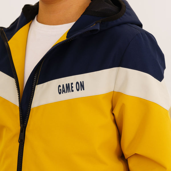 Boy's Mustard & Navy Hooded Windbreaker