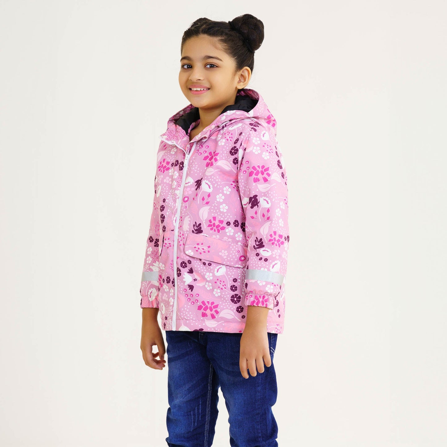 Baby Girls Pink Printed Windbreaker