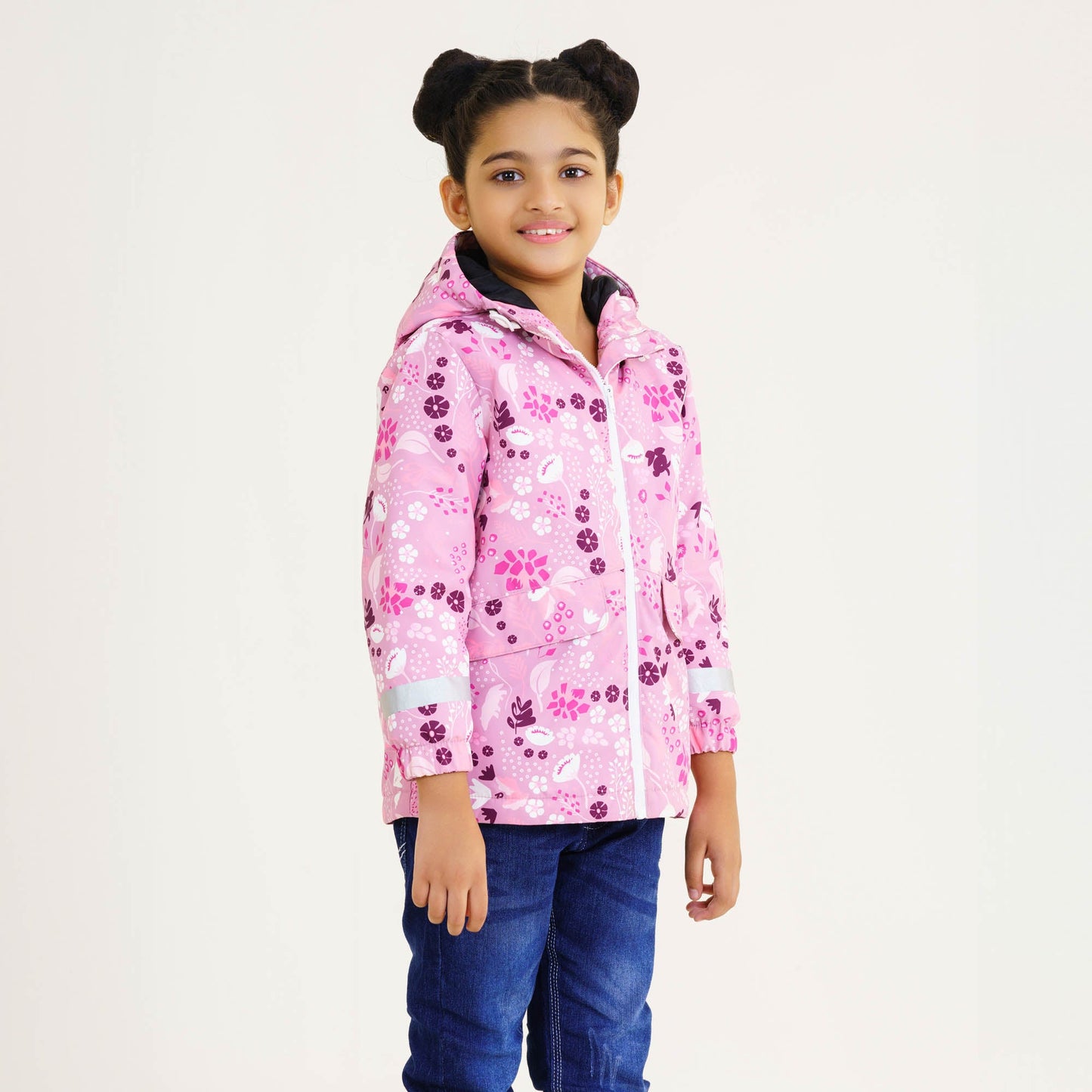 Baby Girls Pink Printed Windbreaker