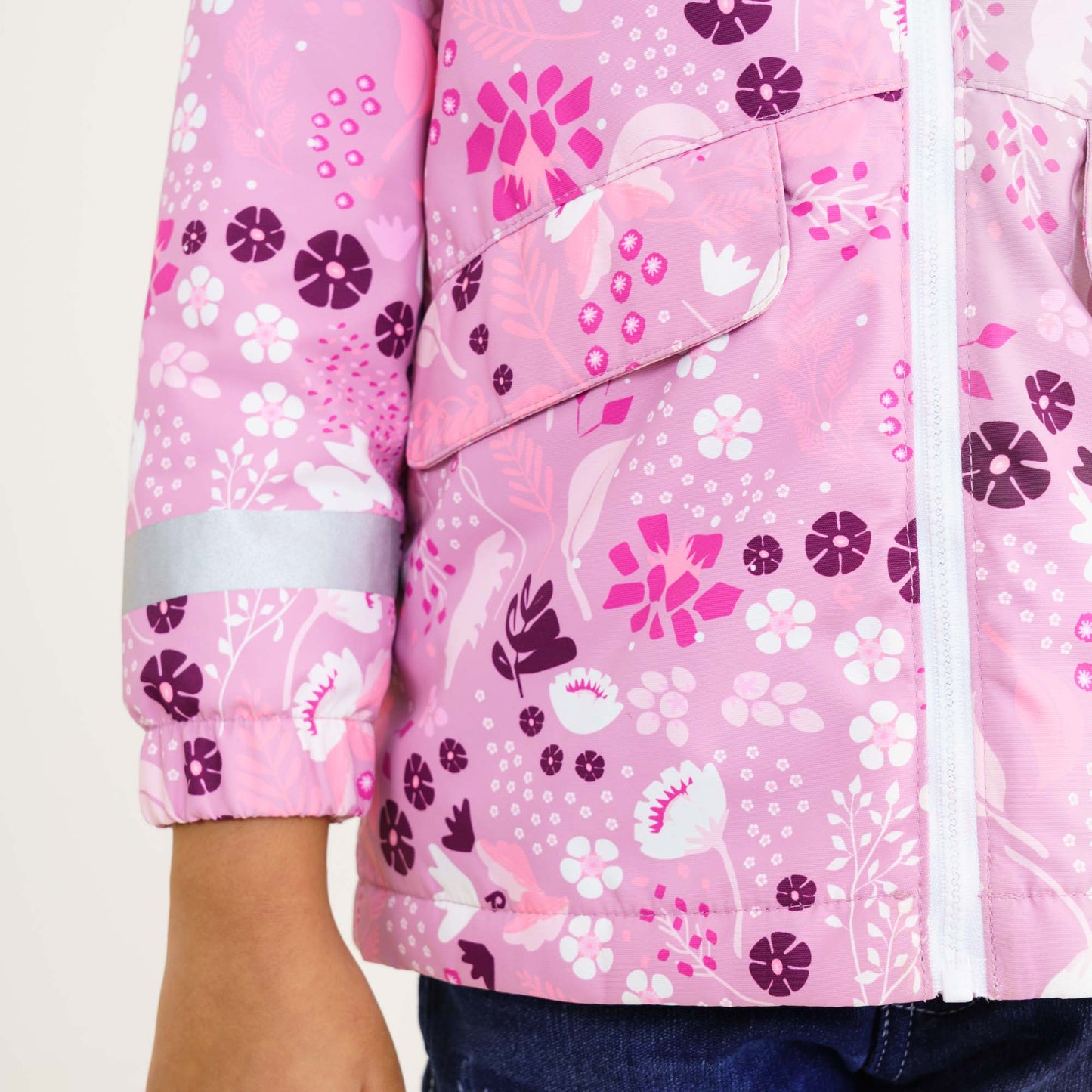 Baby Girls Pink Printed Windbreaker