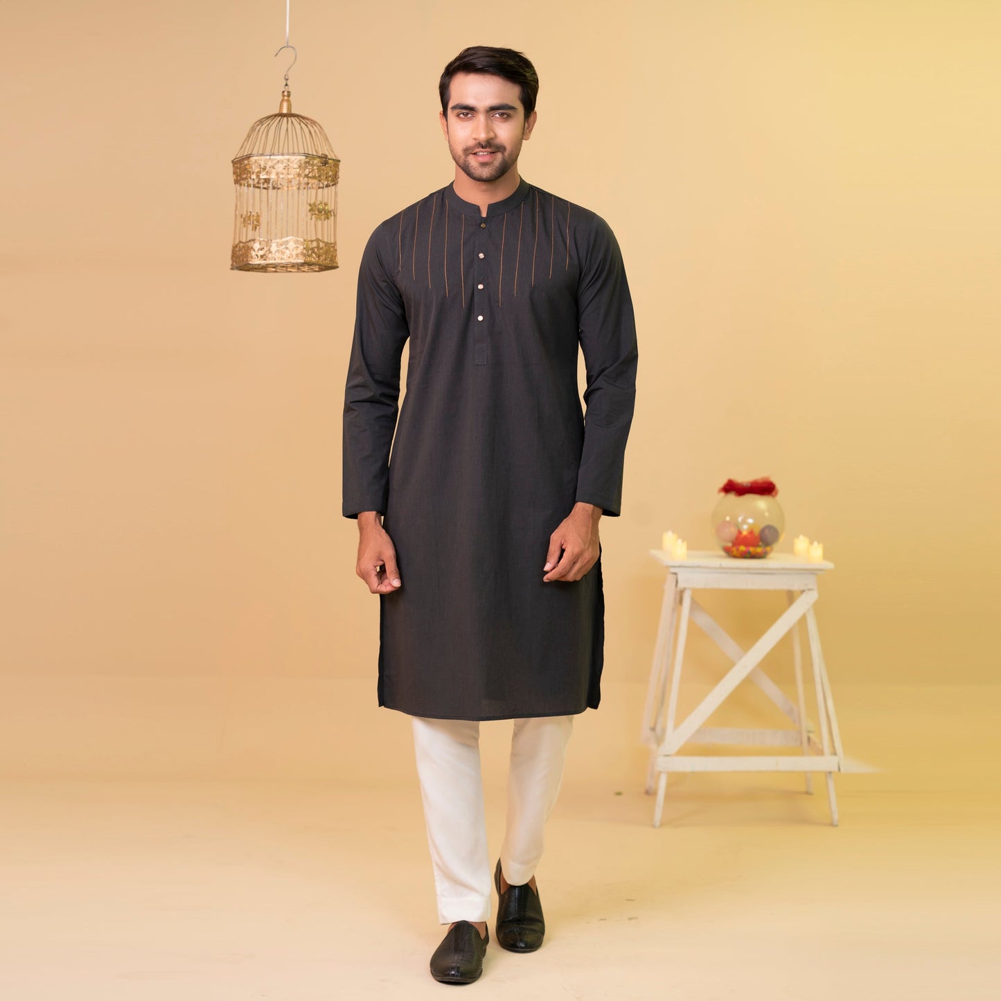 Mens Basic Panjabi-Black 1
