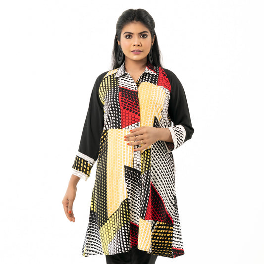 Ladies Kurti- Blue & Yellow