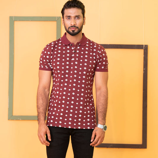 Mens Bordeaux Casual Polo