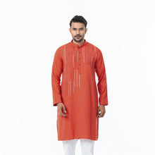 Load image into Gallery viewer, Mens Orange Jacquard Panjabi
