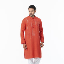 Load image into Gallery viewer, Mens Orange Jacquard Panjabi
