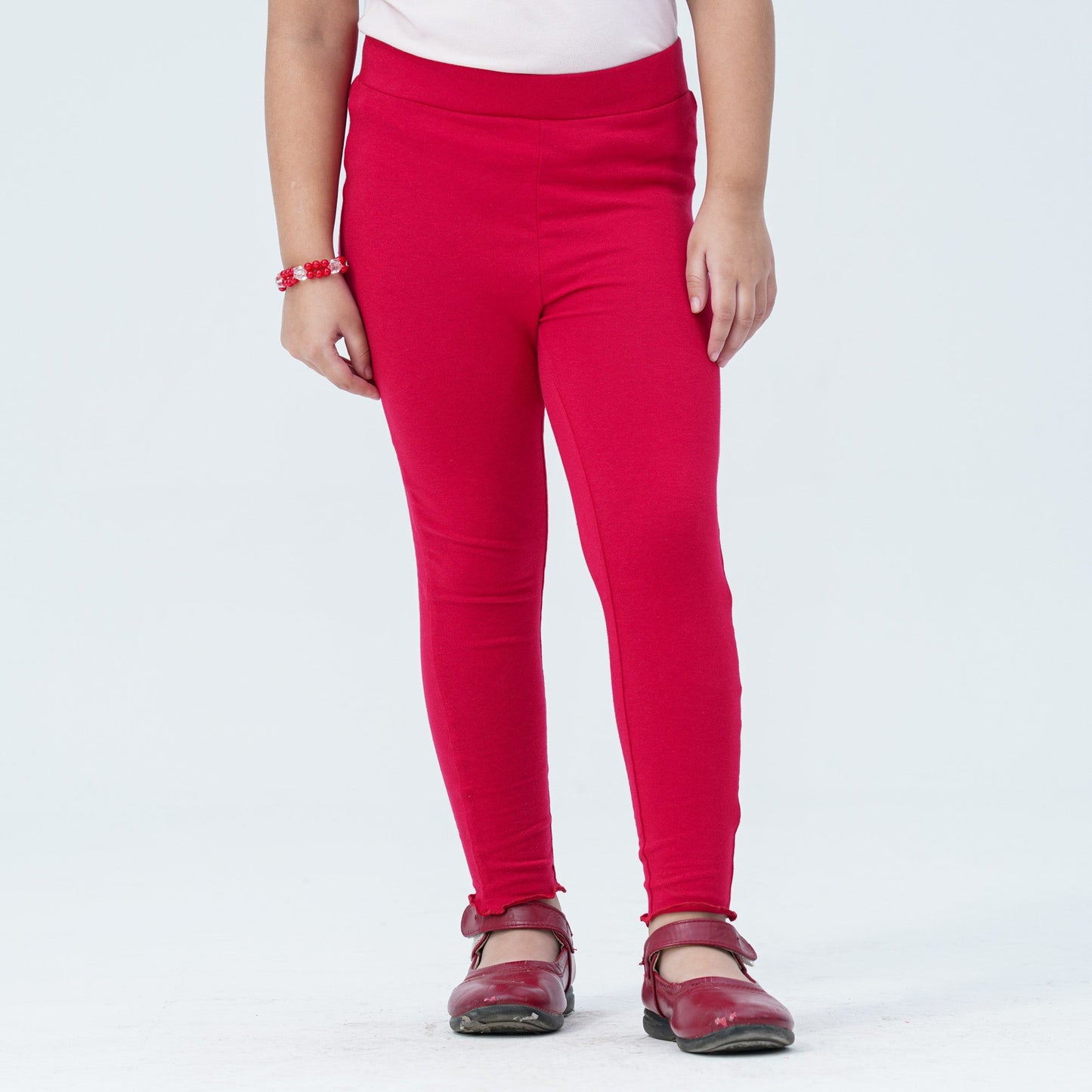 Baby Girls Red Cotton Leggings