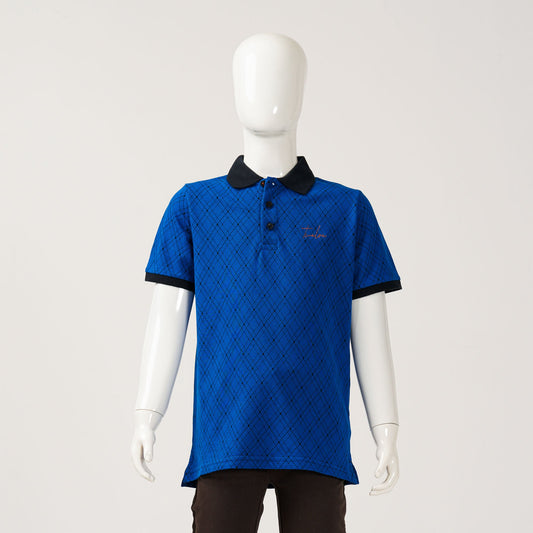 Boys Bule Aop Polo Shirt