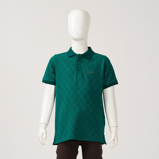 Boys Green Aop Polo Shirt