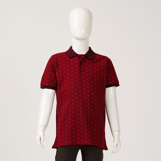Boys Maroon Aop Polo