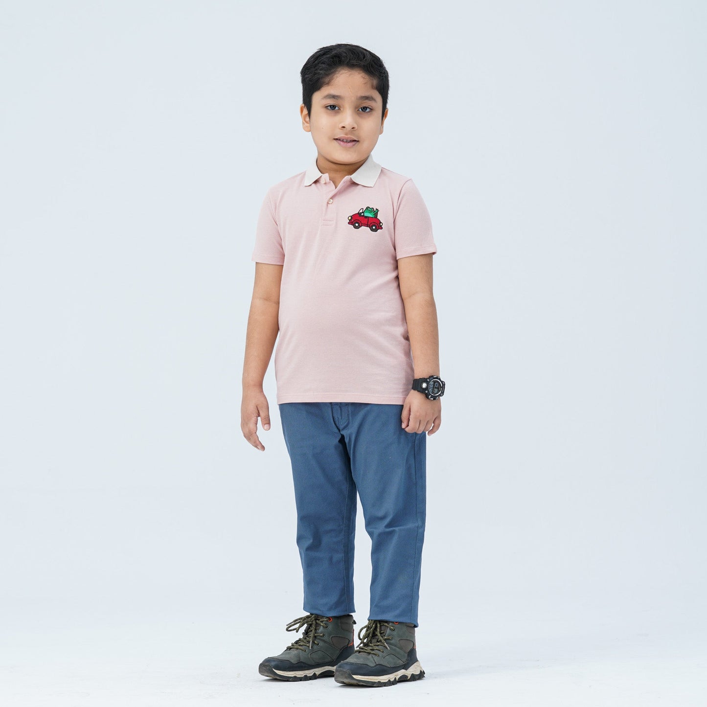 Baby Boy's Pink Cotton Polo Shirt