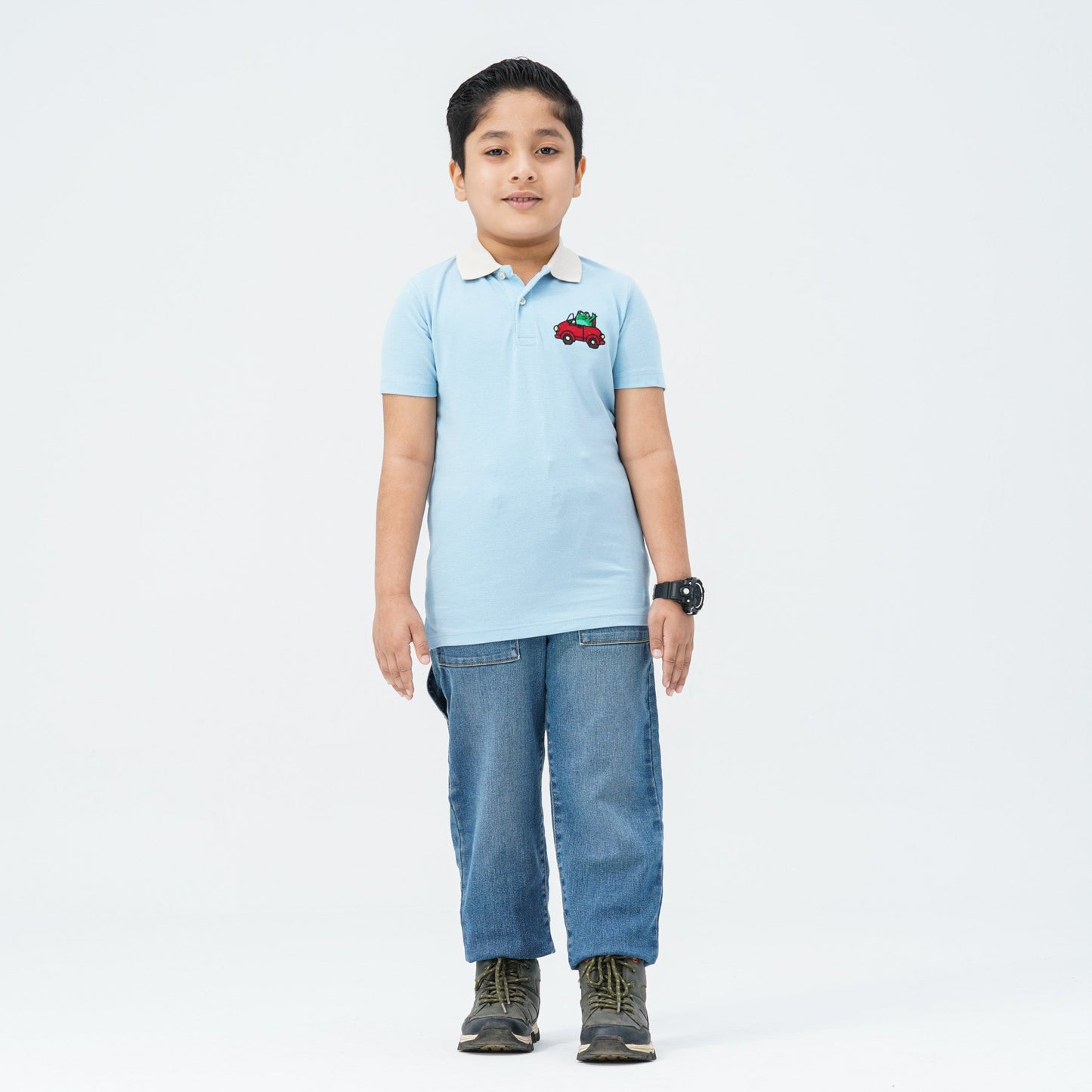 Baby Boy's Sky Blue Cotton Polo Shirt