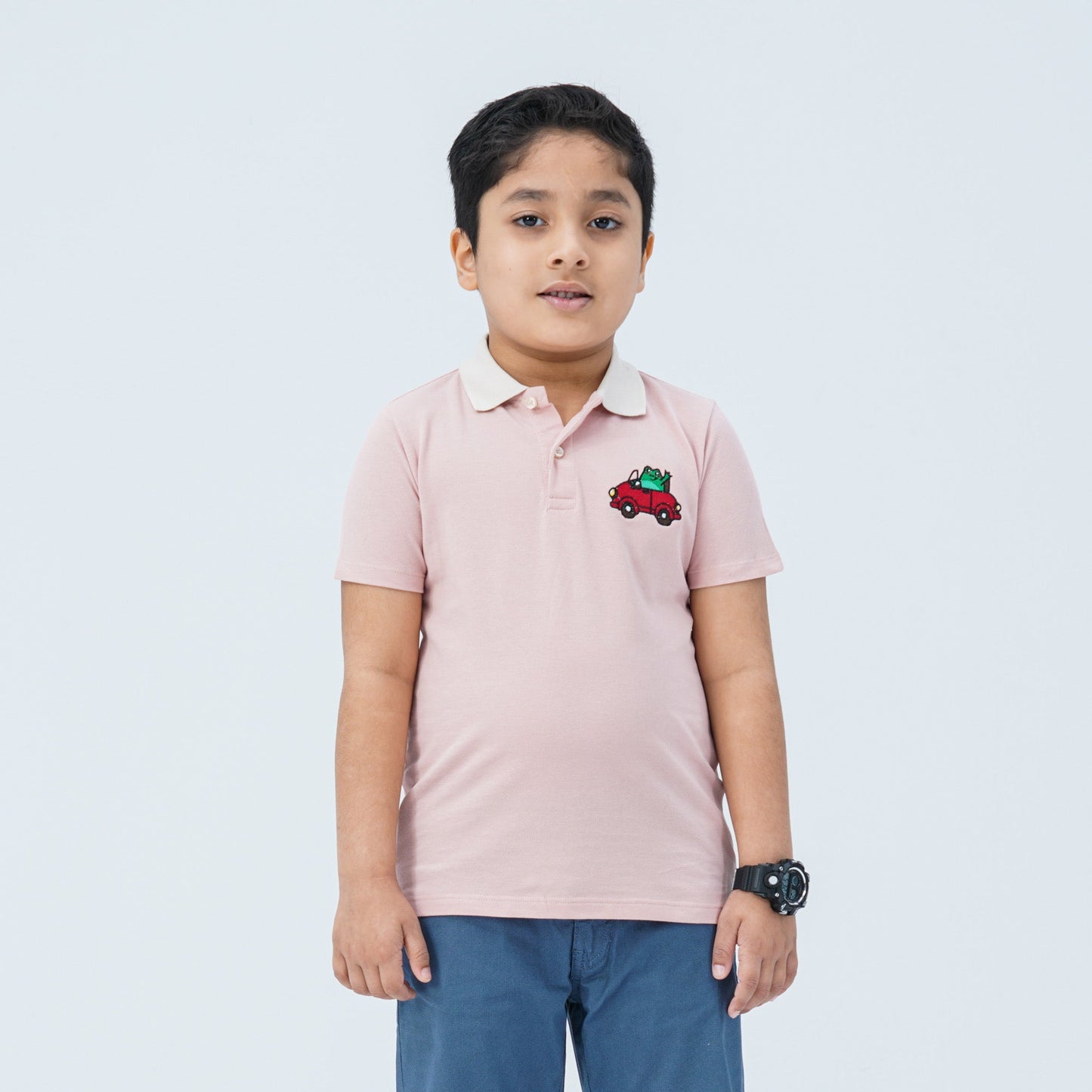 Baby Boy's Pink Cotton Polo Shirt