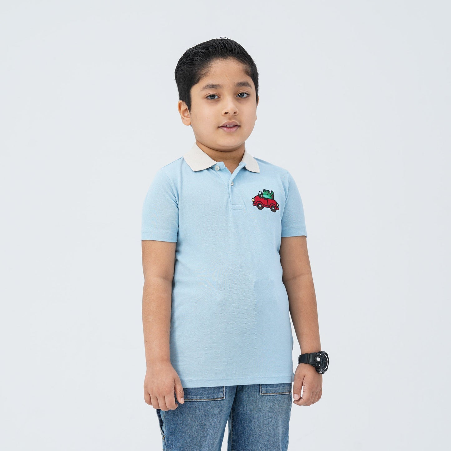 Baby Boy's Sky Blue Cotton Polo Shirt