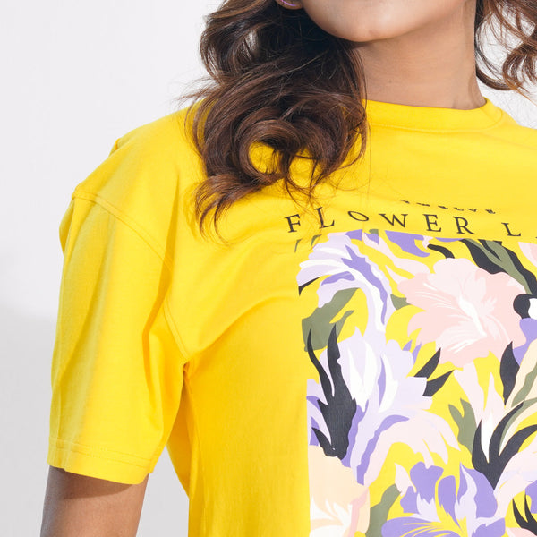 Women Mustard Crop T-Shirt