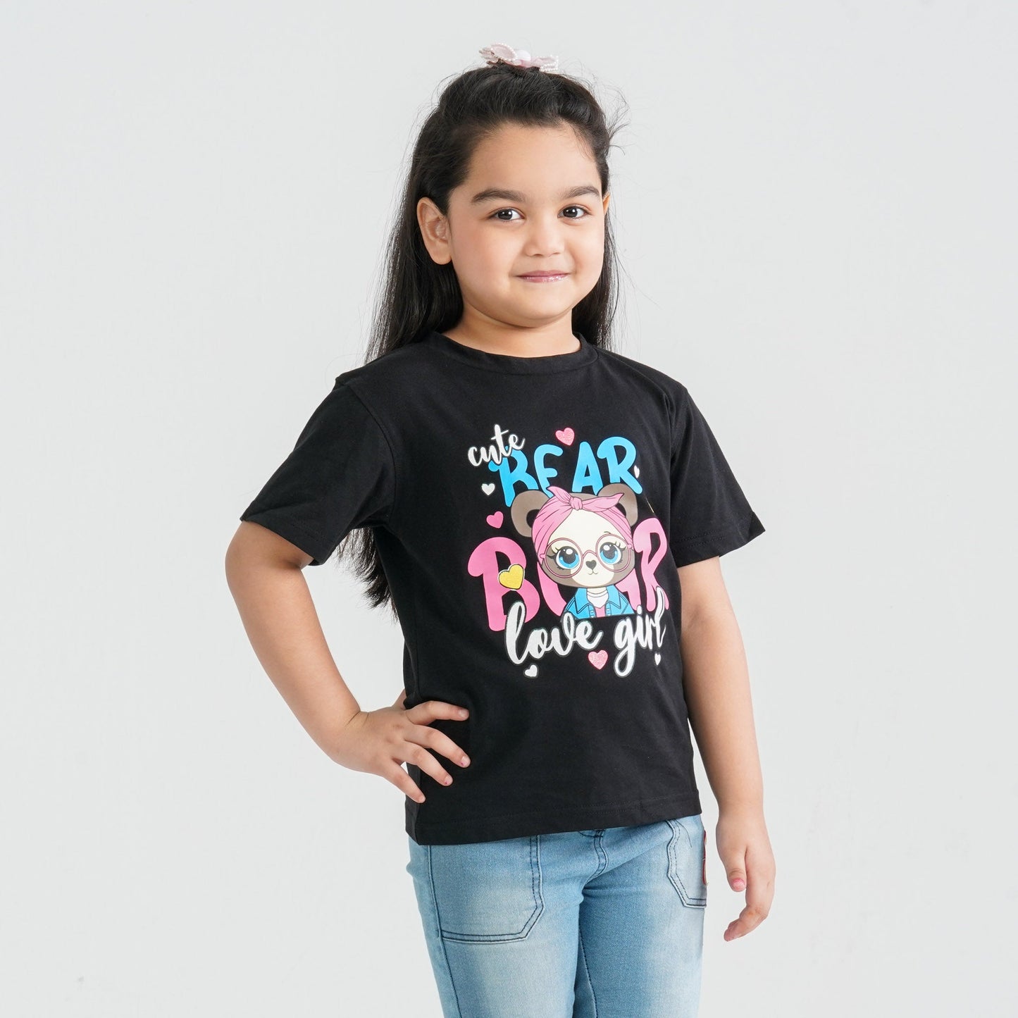 Girls’ Black Cotton T-Shirt