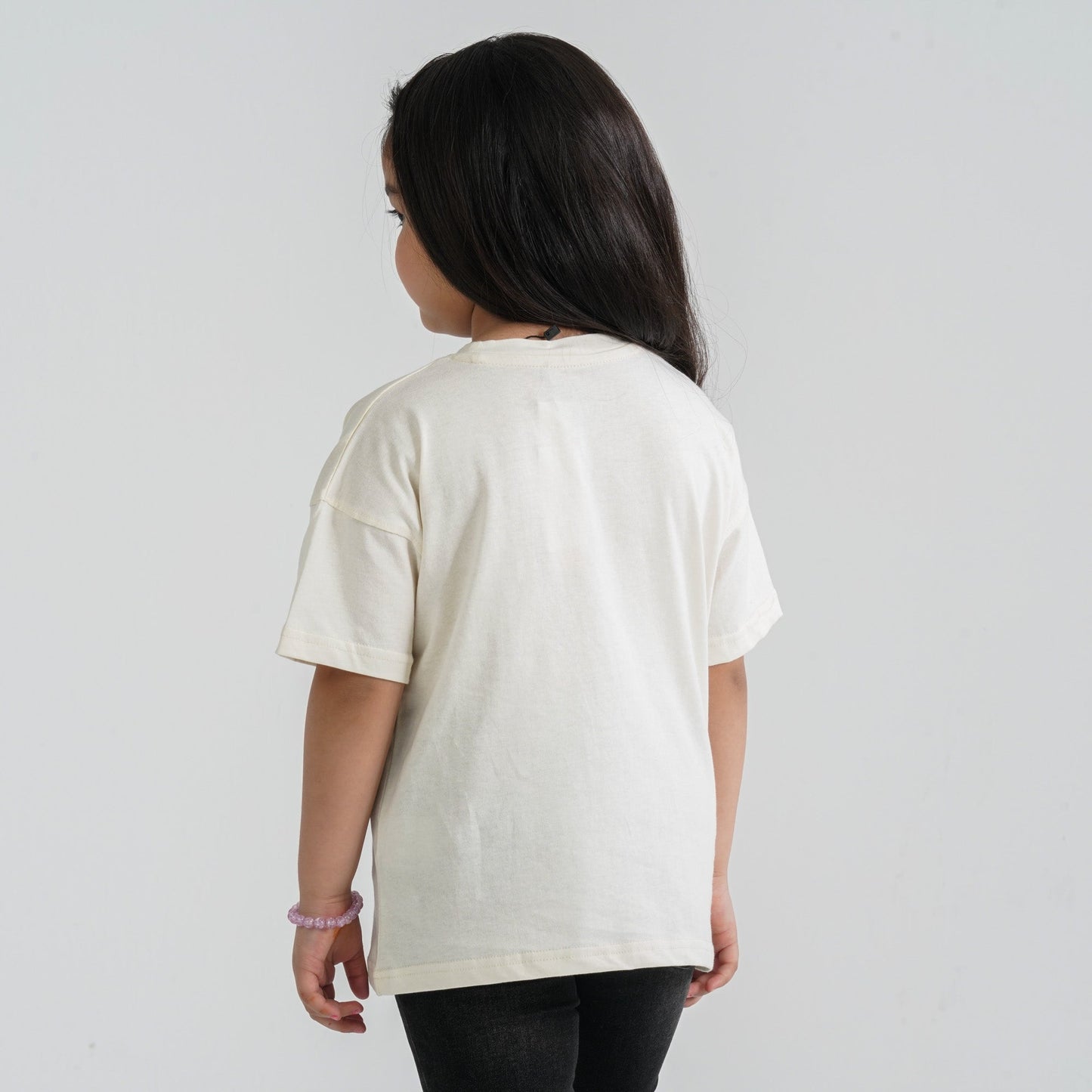 Girls’ Cream White Cotton T-Shirt