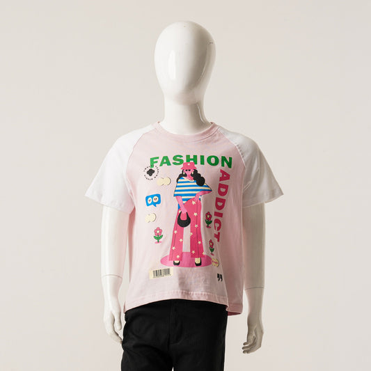 Girls Baby Pink & White T-Shirt