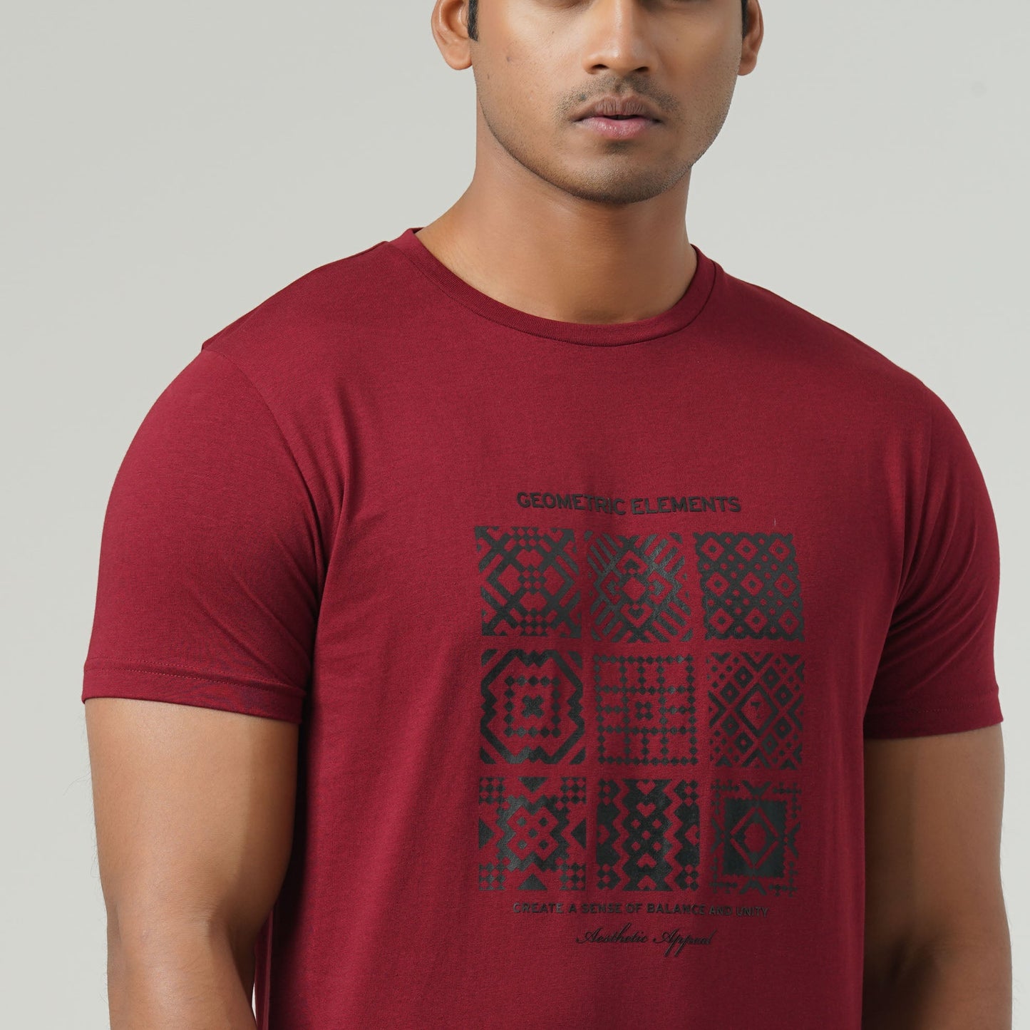 Mens Maroon Graphic T-Shirt