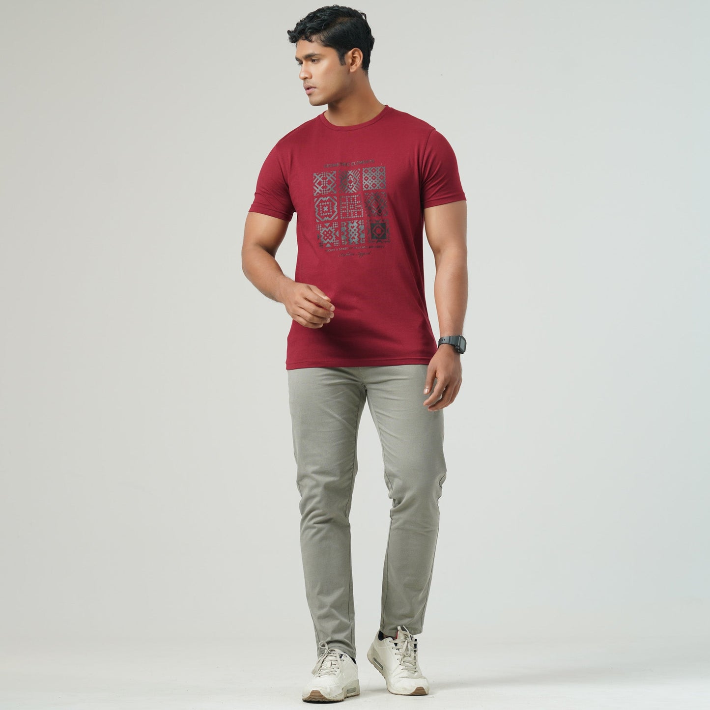 Mens Maroon Graphic T-Shirt