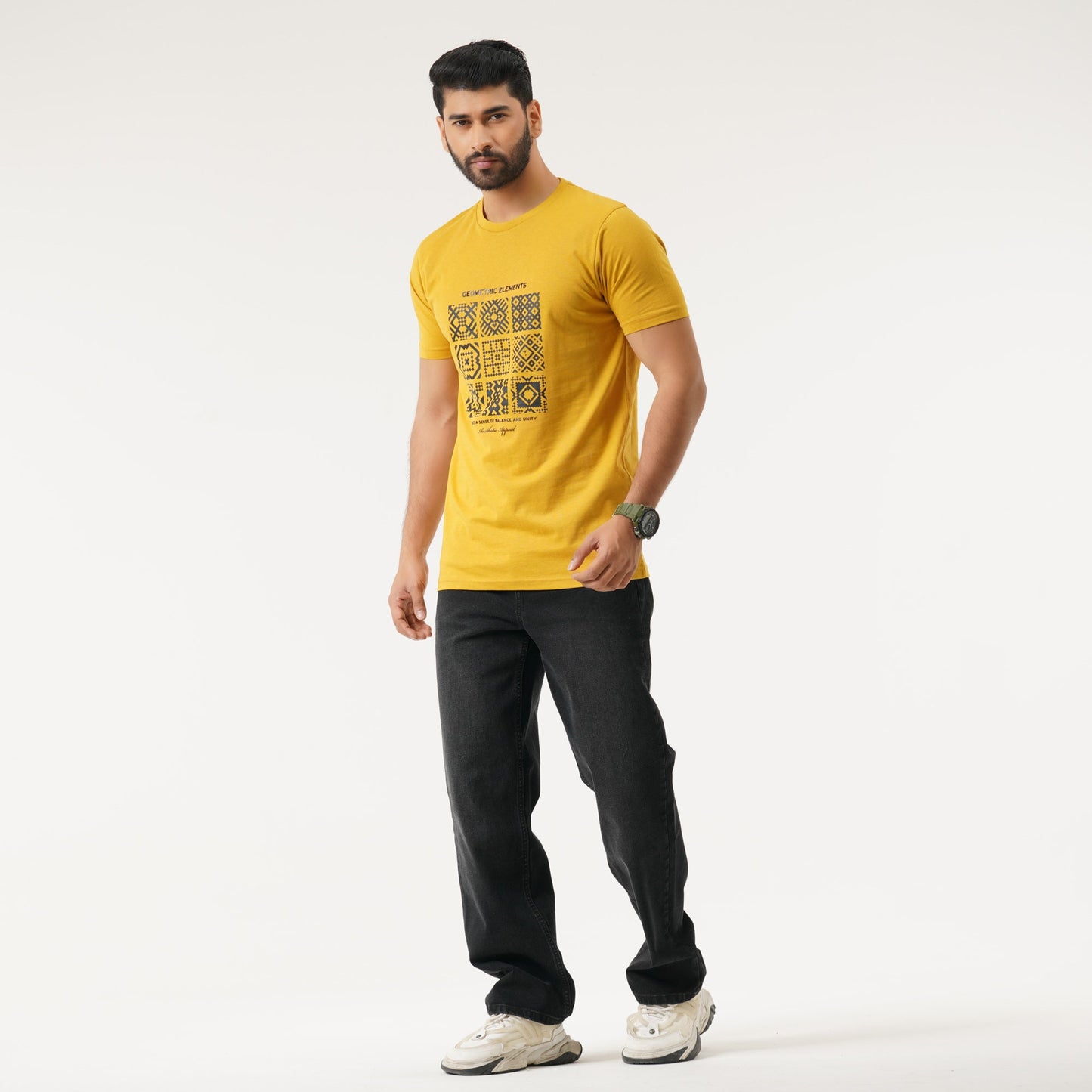 Mens Mustard Graphic T-Shirt