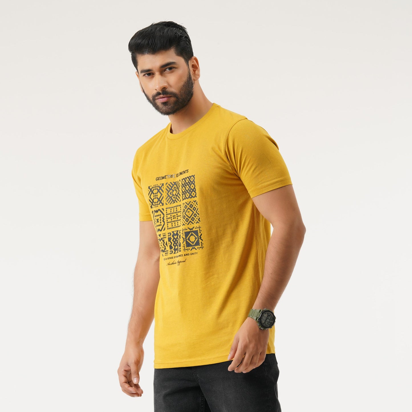 Mens Mustard Graphic T-Shirt