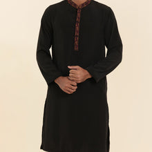 Load image into Gallery viewer, Men&#39;s Black Embroidery Panjabi
