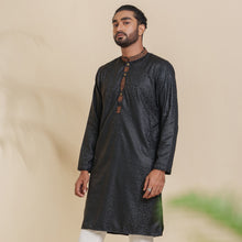 Load image into Gallery viewer, Men&#39;s Black Embroidery Panjabi
