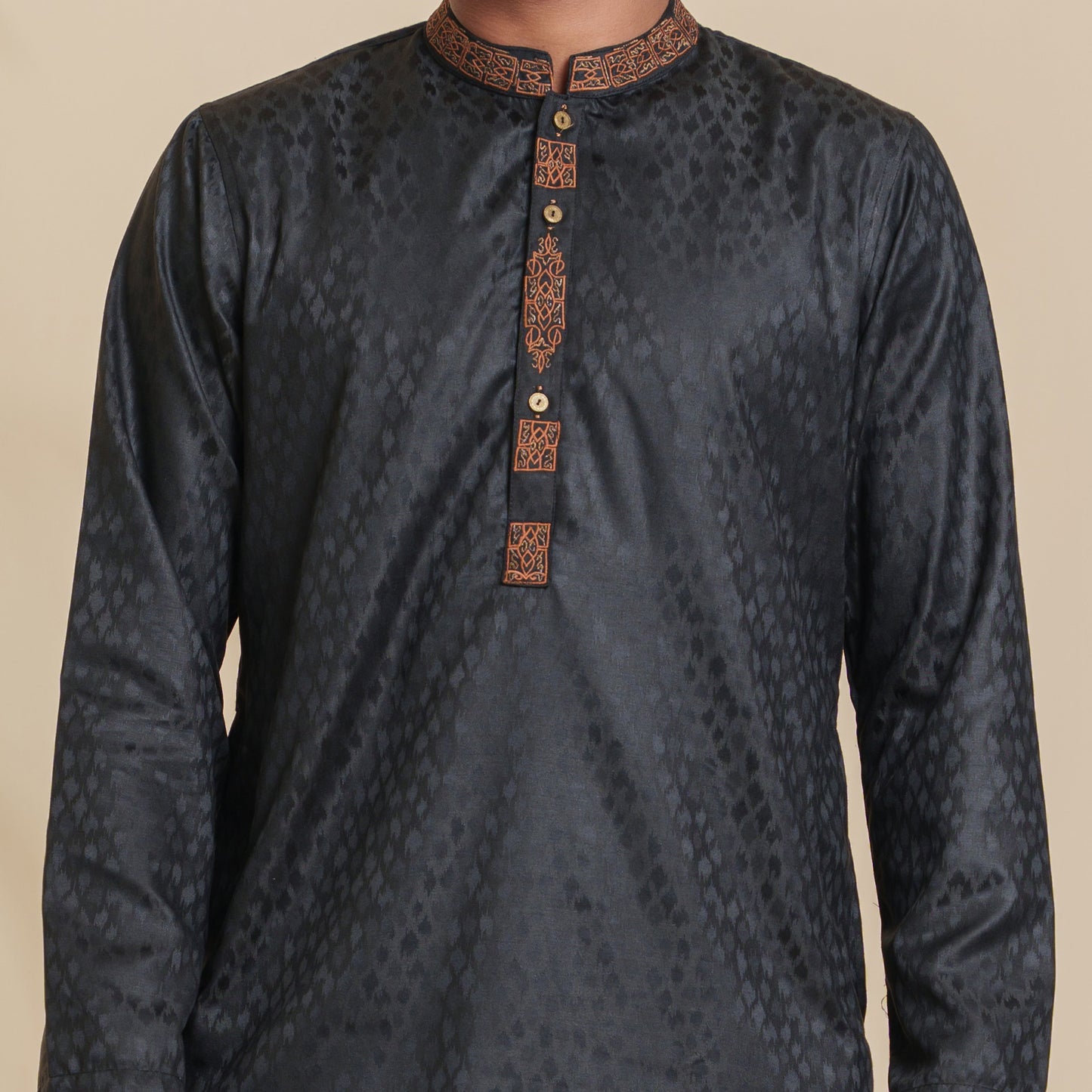 Men's Black Embroidery Panjabi