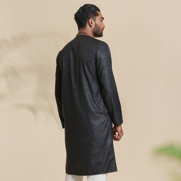 Men's Black Embroidery Panjabi