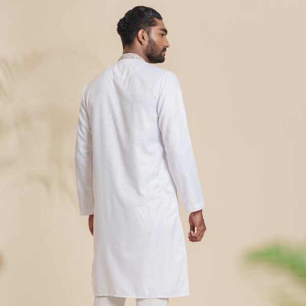 Men's White Embroidery Panjabi