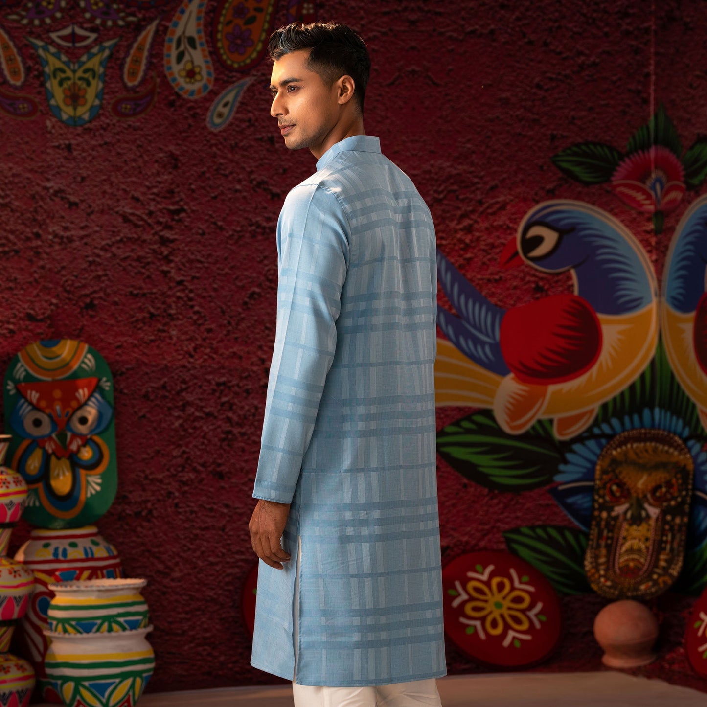 Mens Sky Blue  Basic Panjabi