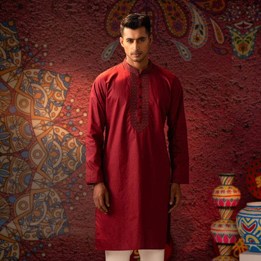 Mens Karchupi Maroon Panjabi