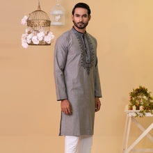 Load image into Gallery viewer, Men&#39;s Grey Embroidery Panjabi
