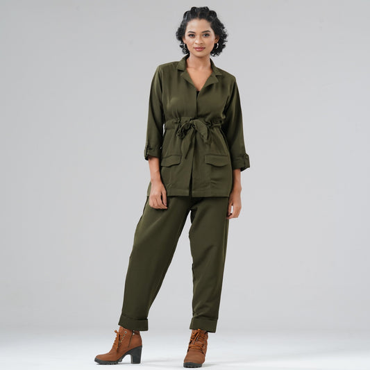 Womens Olive Blazer Set