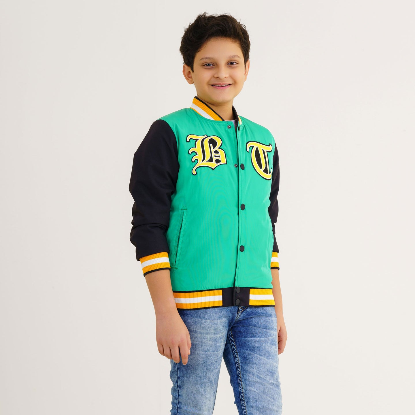 Boy's Green & Black Bomber