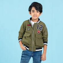 Load image into Gallery viewer, BABYS BOMBER JACKET- OLIVE
