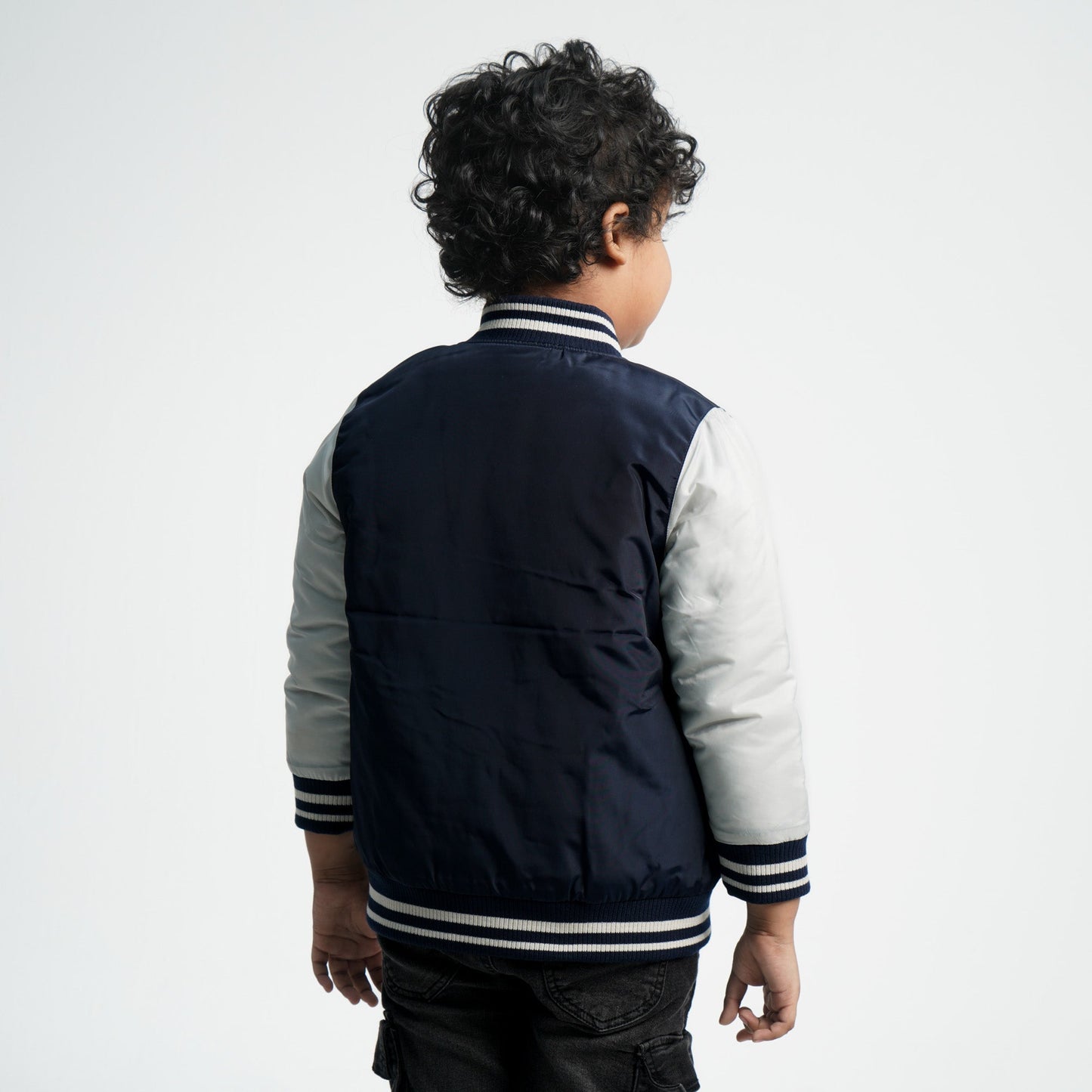 Baby Boys Navy & Off White  Bomber Jacket