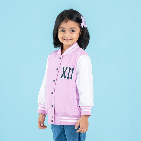 BABY GIRLS BOMBER-PINK/WHITE